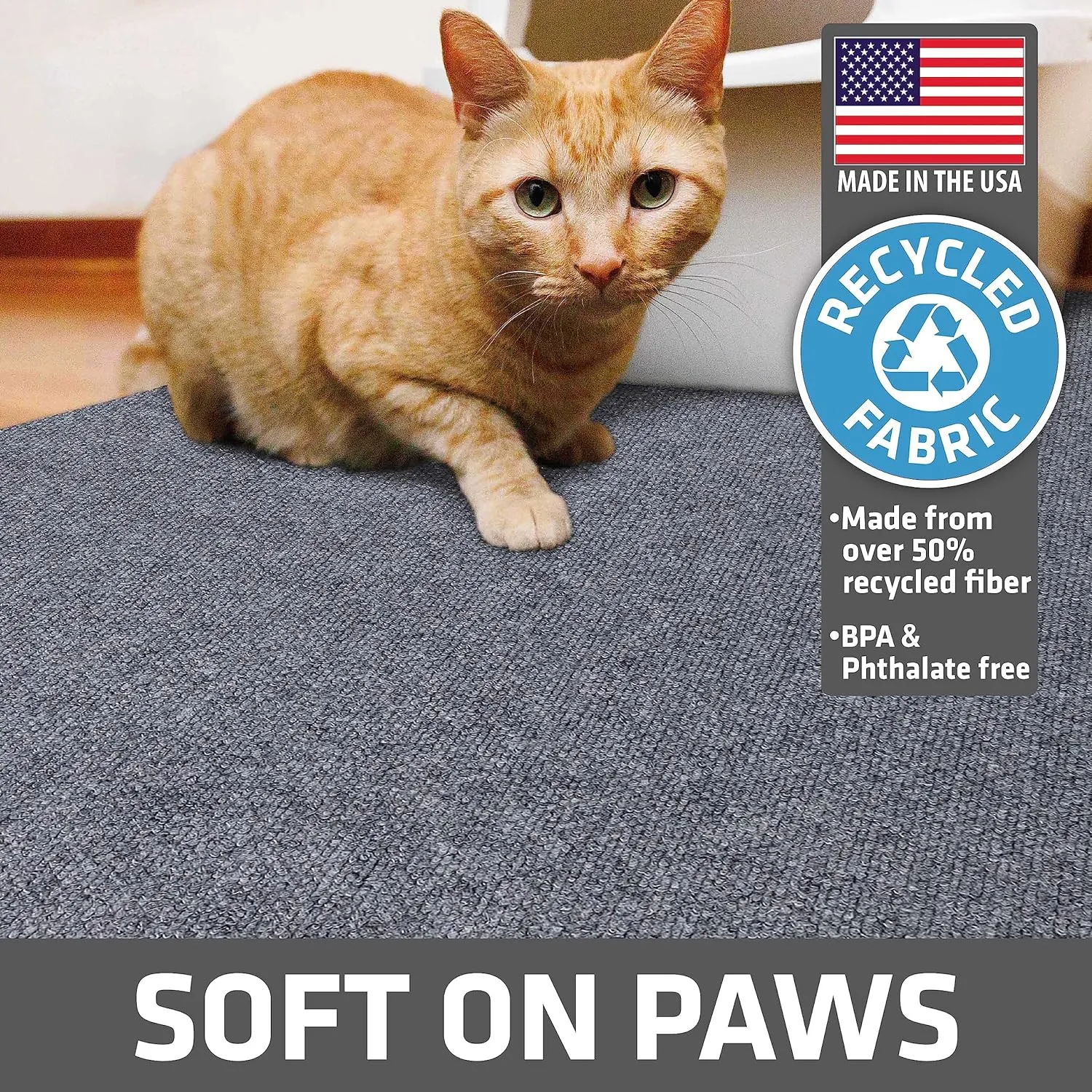 Drymate Corner Cat Litter Trapping Mat (Ridged Design), Traps Mess from Box, Protects Floors, Urine-Proof, Machine Washable, Soft on Kitty Paws, Absorbent, Waterproof (USA Made, Recycled Content)