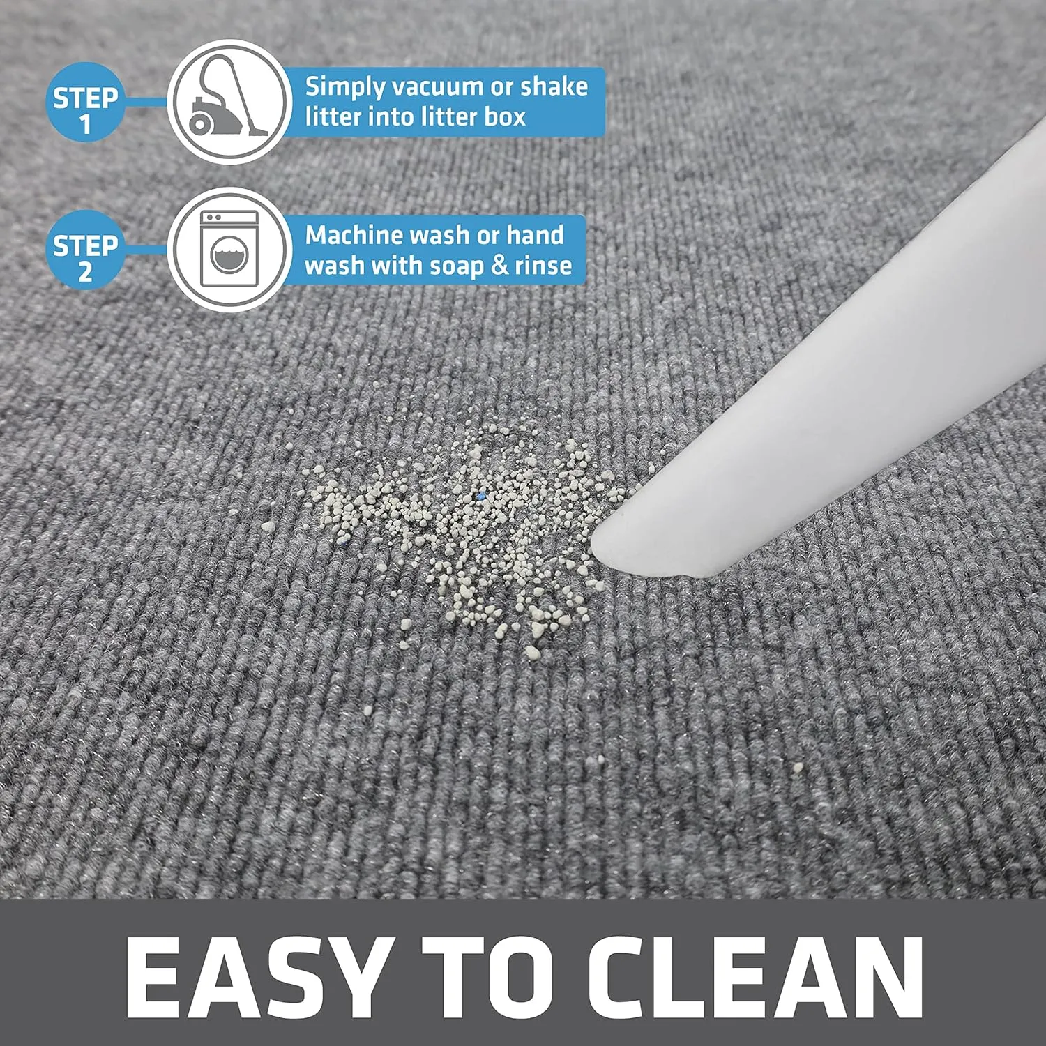 Drymate Corner Cat Litter Trapping Mat (Ridged Design), Traps Mess from Box, Protects Floors, Urine-Proof, Machine Washable, Soft on Kitty Paws, Absorbent, Waterproof (USA Made, Recycled Content)