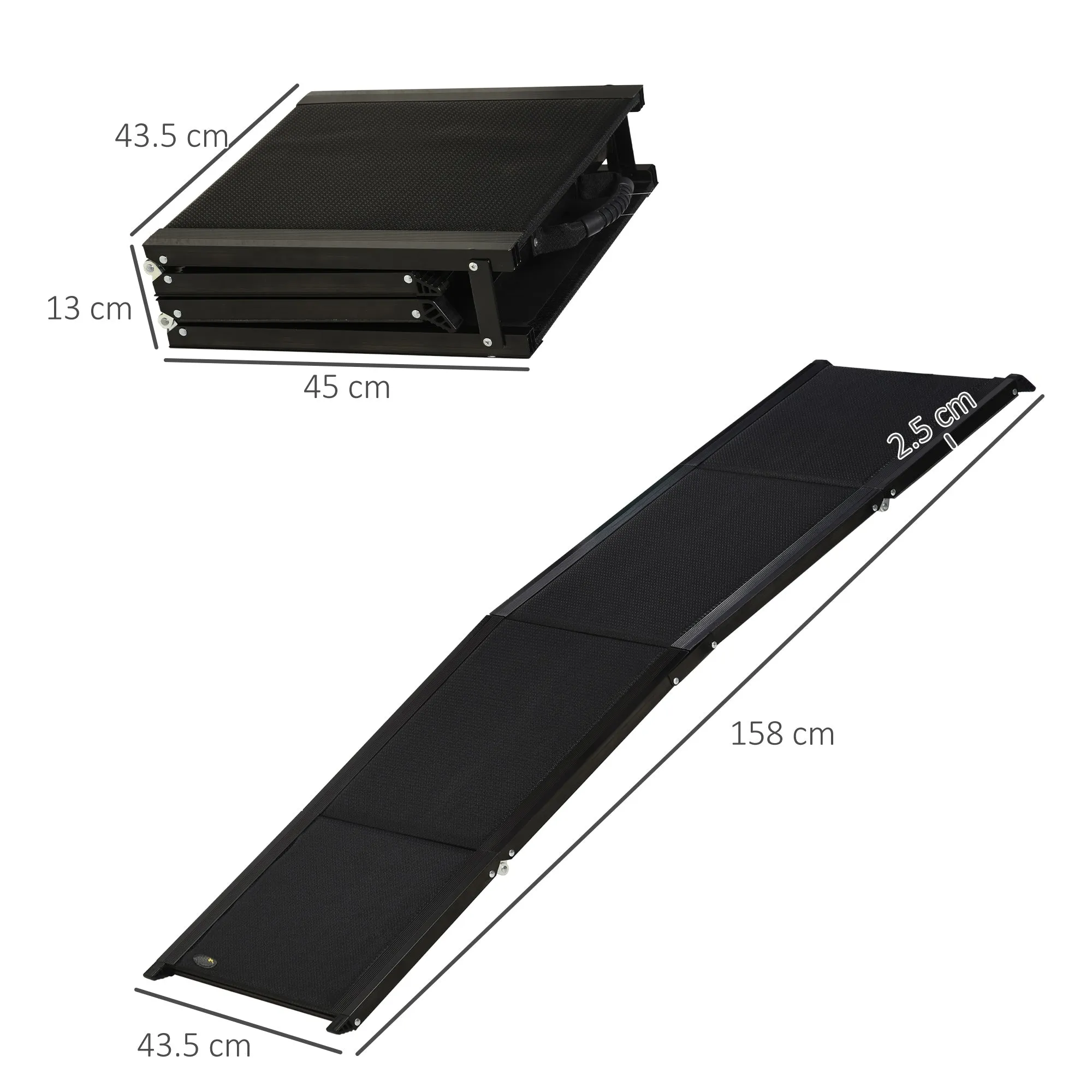 Folding Dog Ramp for Car for Extra Large Dogs Portable Pet Ramp with Non-slip Surface Aluminium Alloy Frame