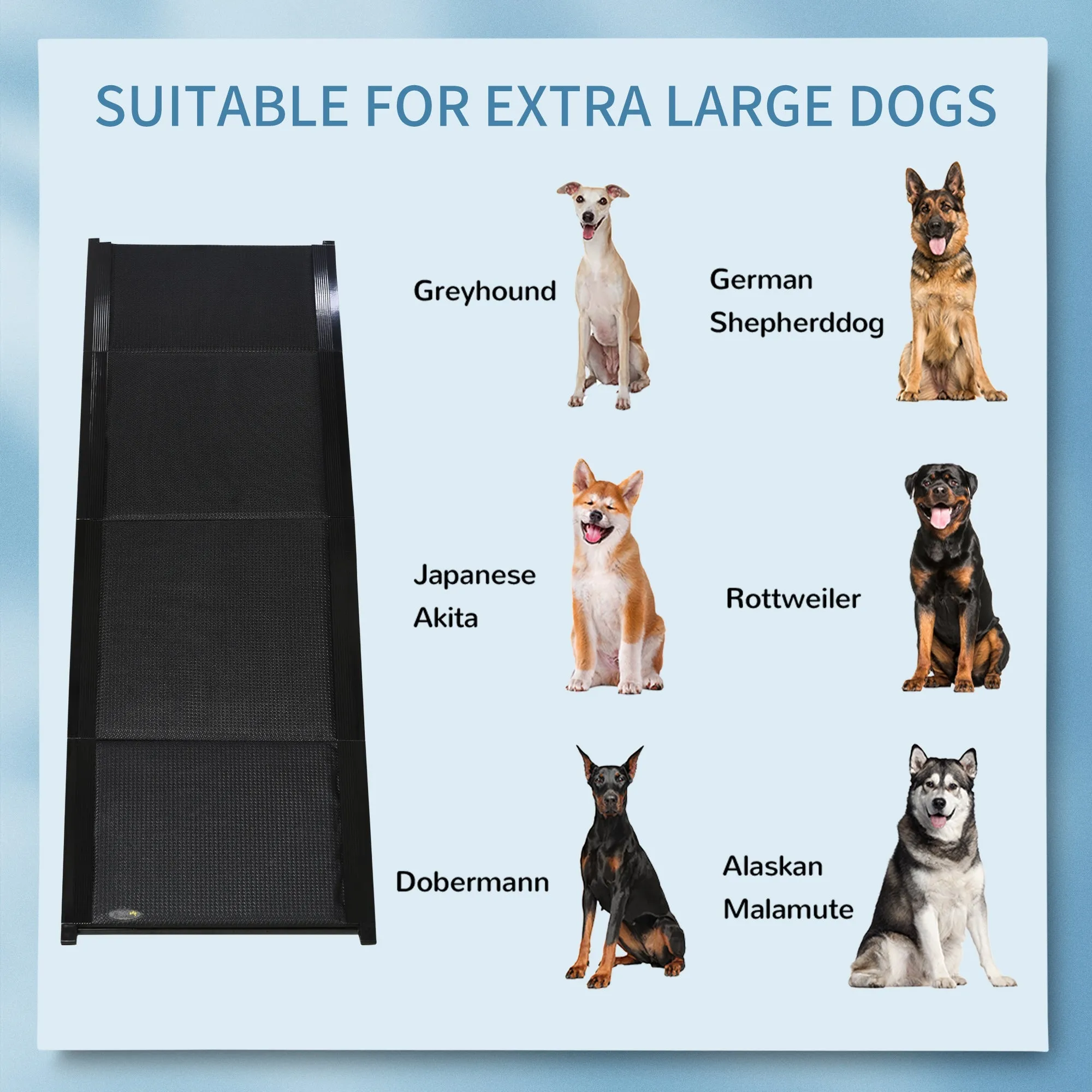 Folding Dog Ramp for Car for Extra Large Dogs Portable Pet Ramp with Non-slip Surface Aluminium Alloy Frame