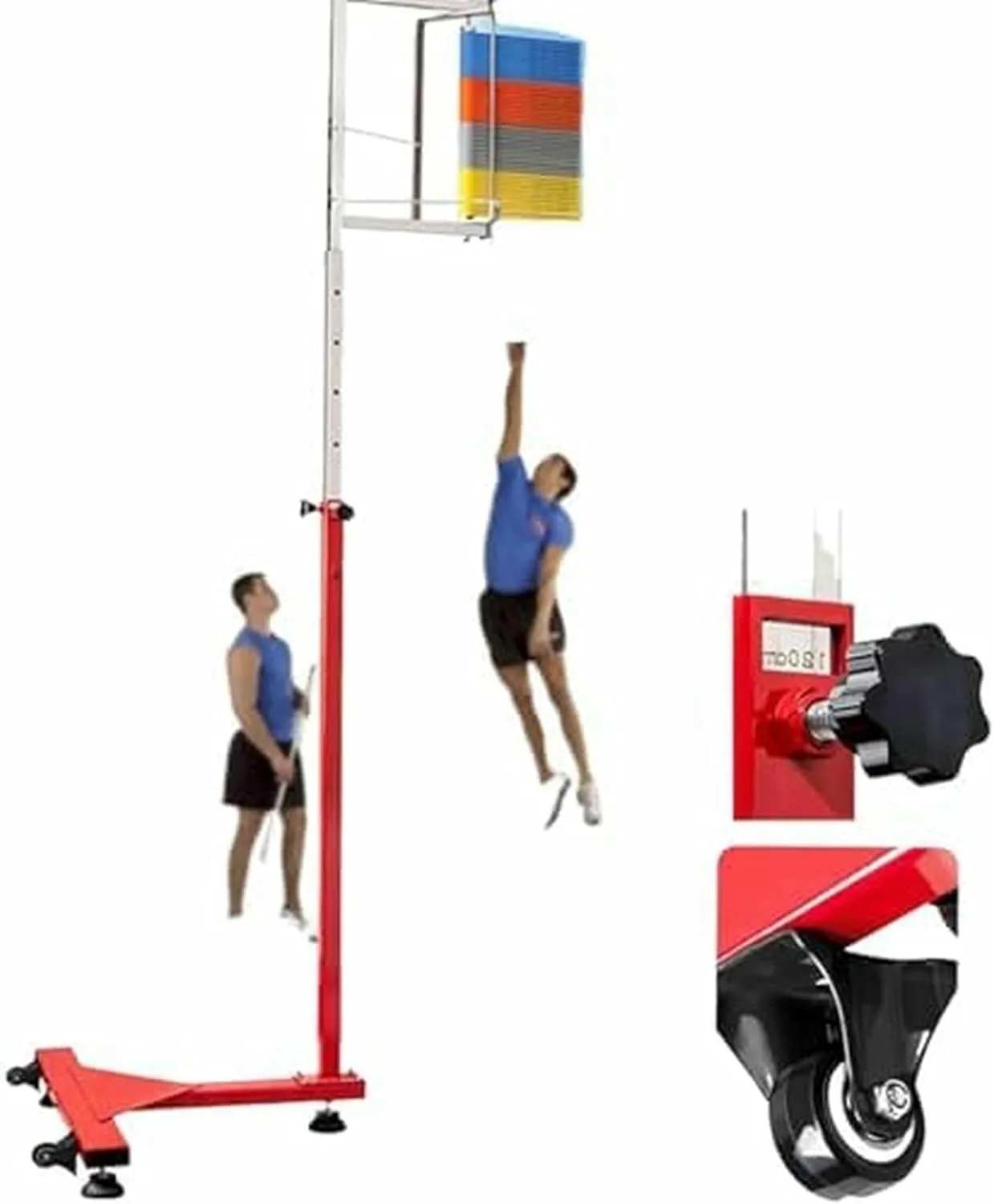 Free-Standing Jump Measurement TesterVertical Jump Tester, 120-350 cm, Vertical Jump Tester, School Sports Training Bar for Basketball and Volleyball, Portable Measuring Chart for Evaluatin~/