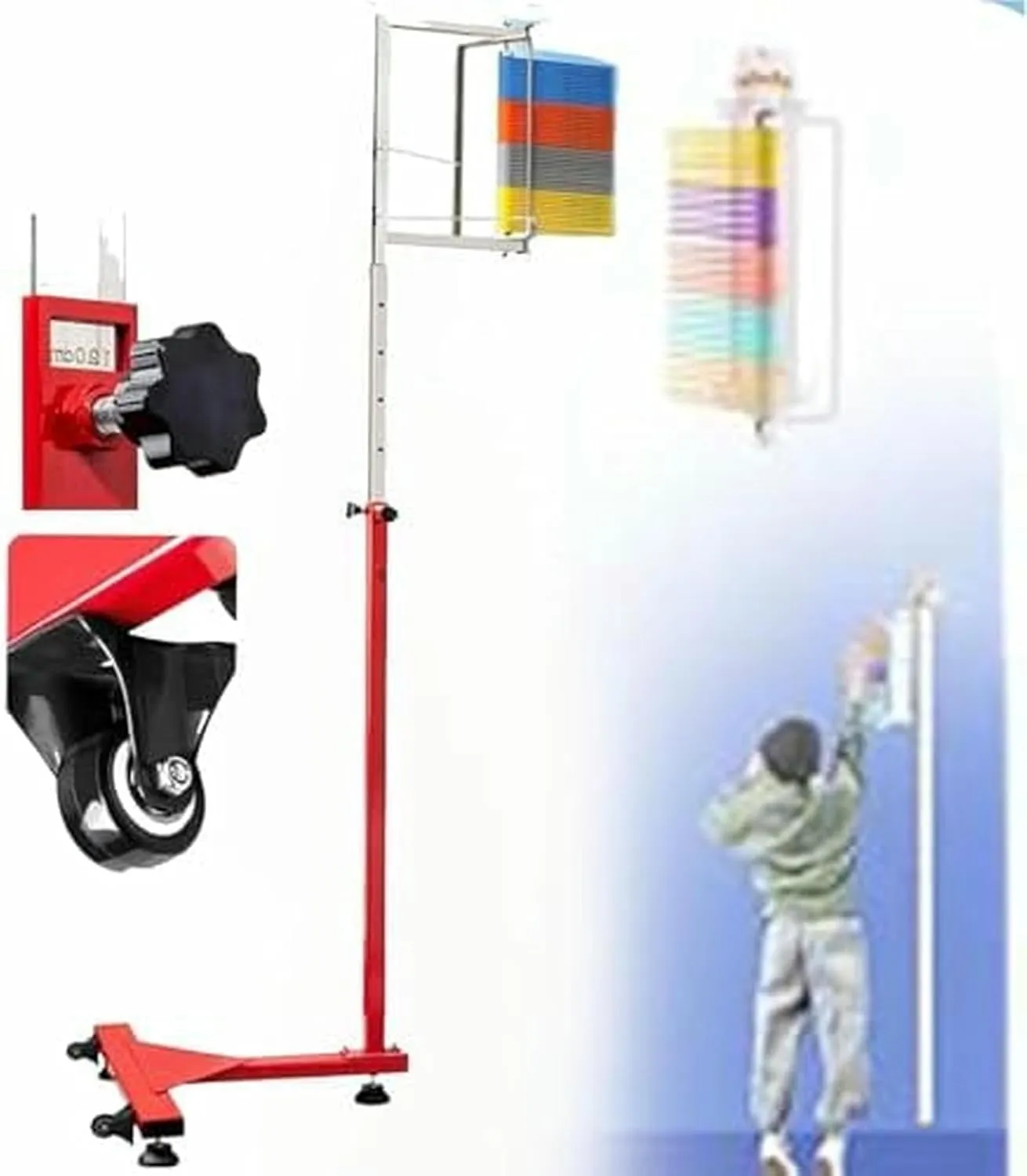 Free-Standing Jump Measurement TesterVertical Jump TesterAdjustable Height Vertical Jump Tester, School Gym Vertical Jump Trainer Training, Metal Jump Measurement Tool with Colorful Vane~/