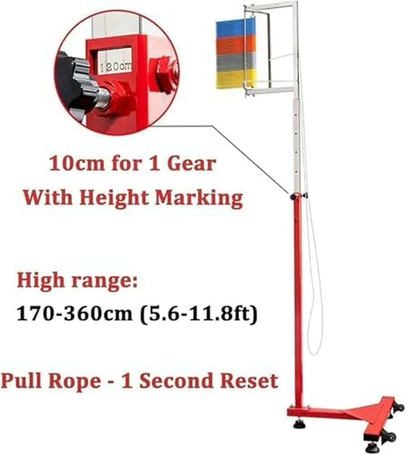 Free-Standing Jump Measurement TesterVertical Jump TesterAdjustable Height Vertical Jump Tester, School Gym Vertical Jump Trainer Training, Metal Jump Measurement Tool with Colorful Vane~/