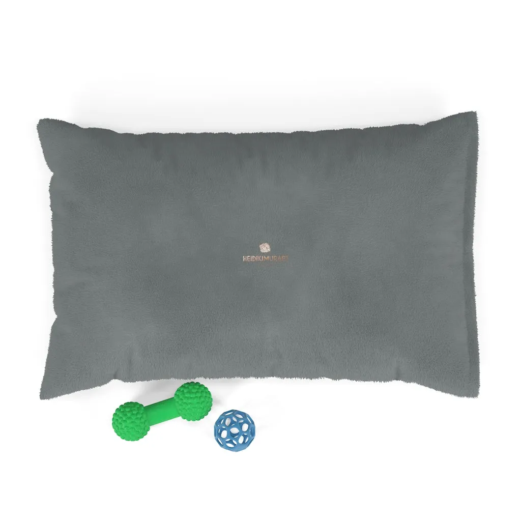 Grey Luxury Pet Bed, Solid Color Machine-Washable Pet Pillow With Zippers-Printed in USA