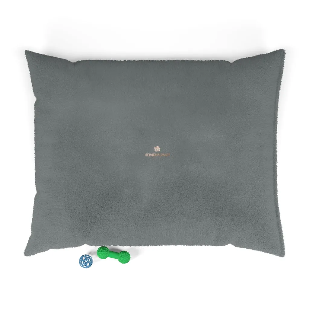 Grey Luxury Pet Bed, Solid Color Machine-Washable Pet Pillow With Zippers-Printed in USA