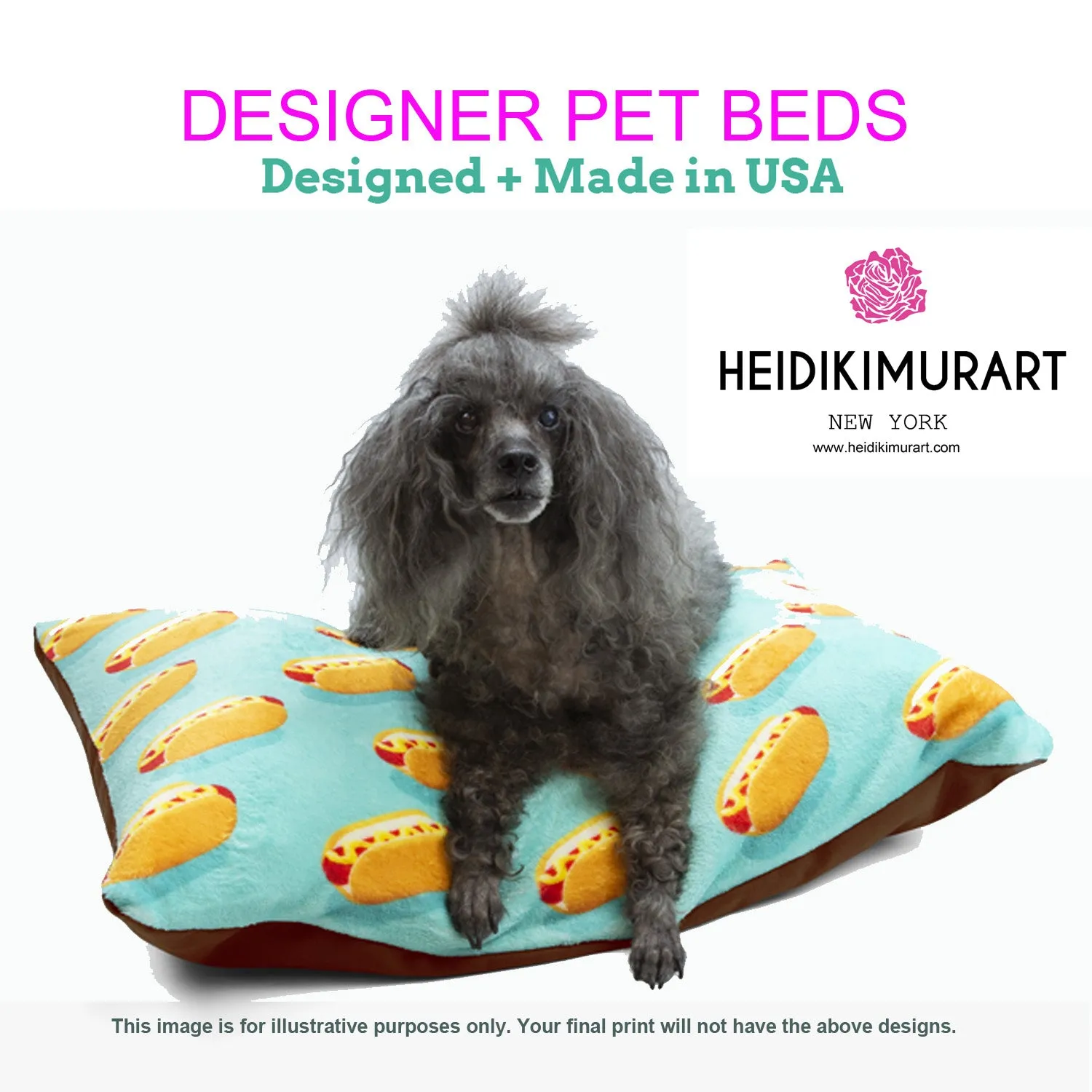 Grey Luxury Pet Bed, Solid Color Machine-Washable Pet Pillow With Zippers-Printed in USA