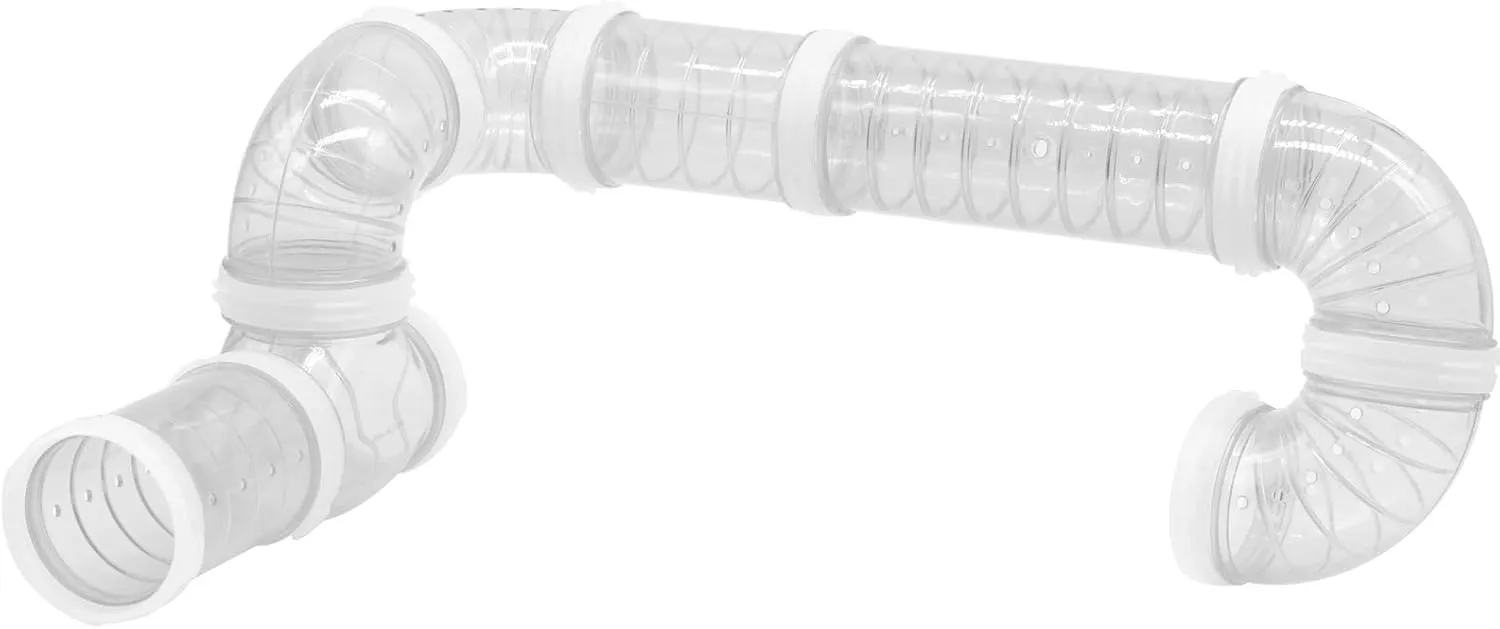 Hamster Tube Set, Transparent Curved Pipe Pet Cage Tunnel DIY Creative Connection Tunnel Excercise Toy for Mouse Hamster Rat and Other Small Animals