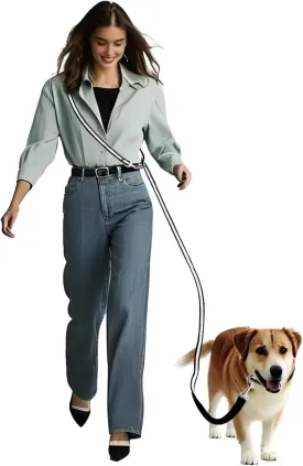 Hands Free Dog Leash, Multifunctional Crossbody Waist Leash for Dogs Walking Reflective Heavy Duty Running Dog Leashs for Medium and Large Dogs Walking,Jogging,Running,Training (Black)