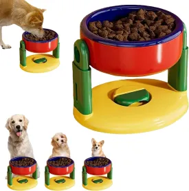 Height Adjustable Raised Dog Bowl with Suction Cup, Single Raised Dog Bowl with Stand for Small and Medium Dogs,Modern Elevated Cat Food and Water Bowls,Liftable Suction Cup Pet Bowls (Red)