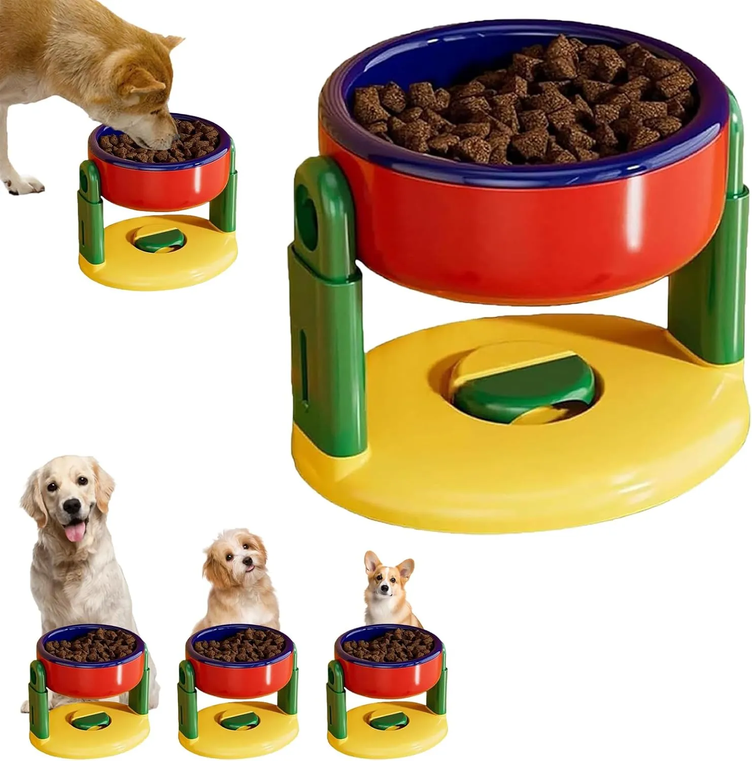 Height Adjustable Raised Dog Bowl with Suction Cup, Single Raised Dog Bowl with Stand for Small and Medium Dogs,Modern Elevated Cat Food and Water Bowls,Liftable Suction Cup Pet Bowls (Red)