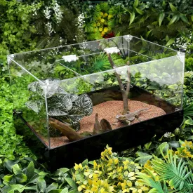 Hermit Crab Tank, Tarantula Enclosure Reptile Terrarium, 15 * 10 * 8 1/2" Acrylic Cage for Insect, Amphibians, Bugs, SnailScorpion, Mantis