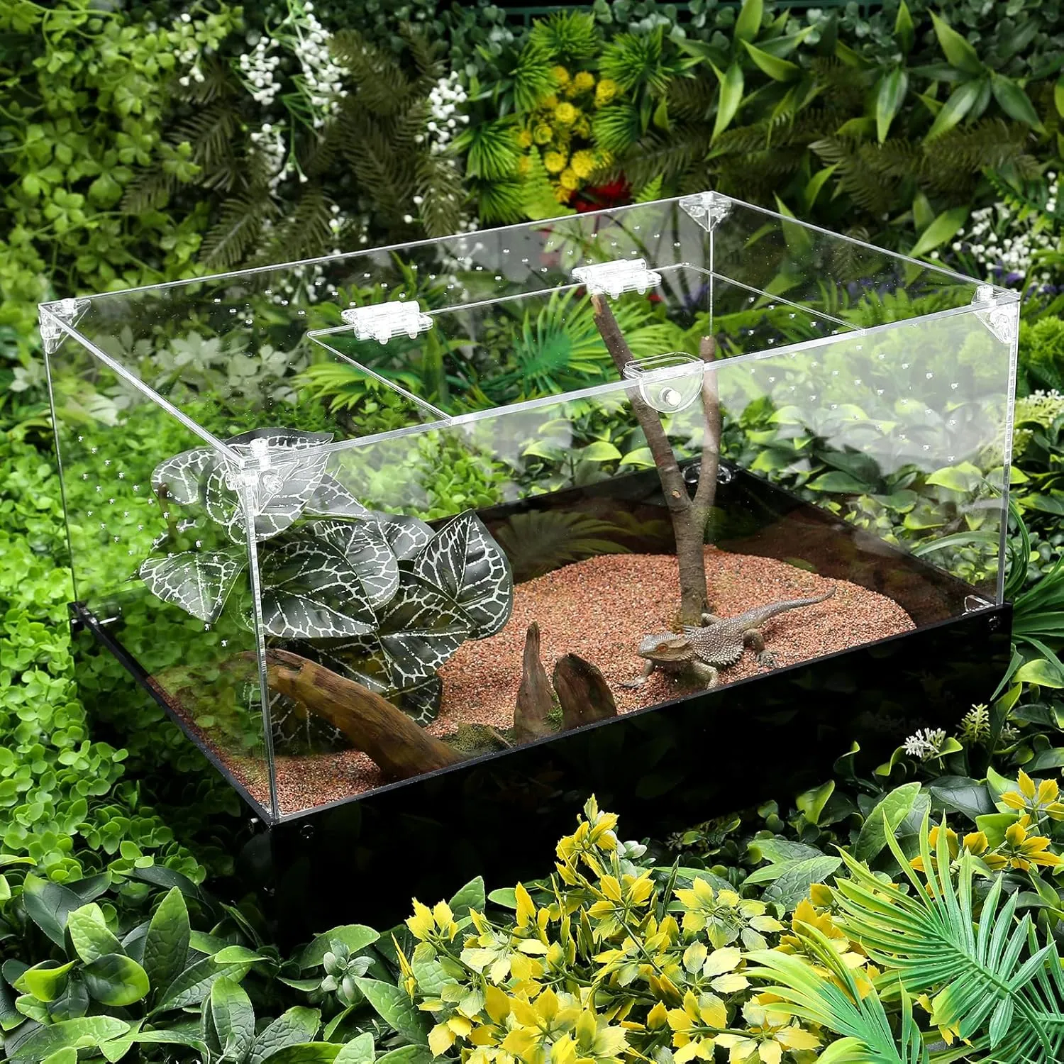 Hermit Crab Tank, Tarantula Enclosure Reptile Terrarium, 15 * 10 * 8 1/2" Acrylic Cage for Insect, Amphibians, Bugs, SnailScorpion, Mantis