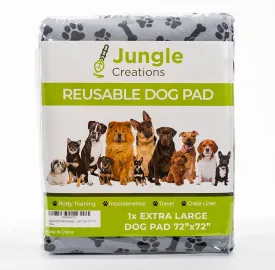 JUNGLE CREATIONS Washable Pee Pads for Dogs (1-Pack) 72"x72" Reusable Waterproof Potty Training Mat for Puppy Playpen, Whelping Box, Crate Liner for Large, and XL Pets