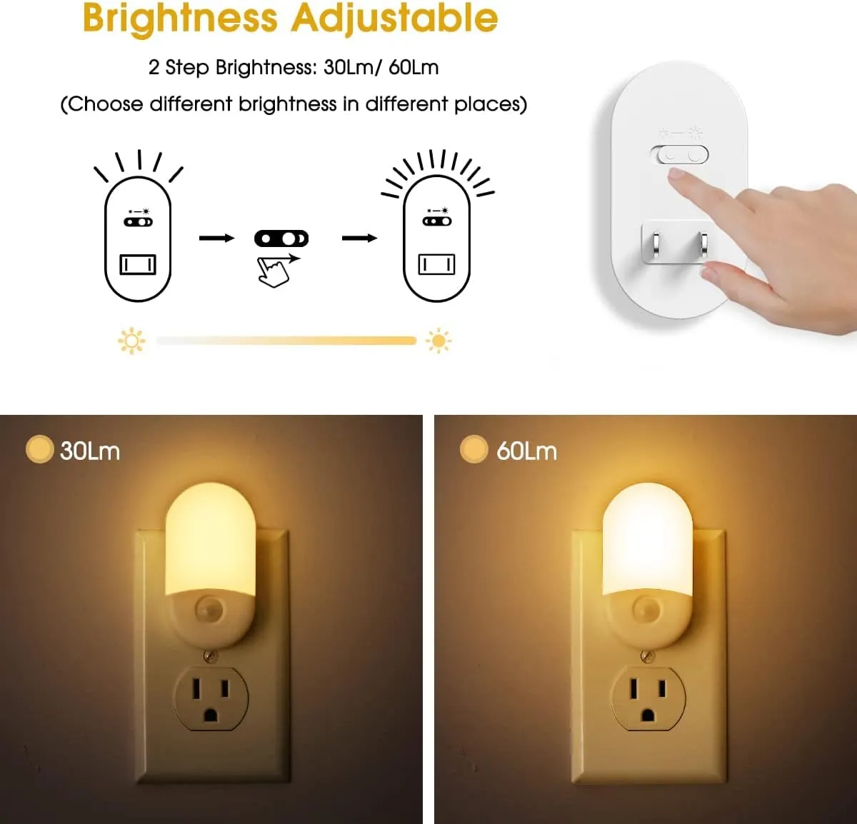 L LOHAS LED Night Lights Plug into Wall, [4 Pack] LED Night Light with Light Sensors, 30/60LM Nightlights for Kids Room, Soft White 3000K, 0.6W Automatic Plug in Wall Light for Bedroom, Hallway