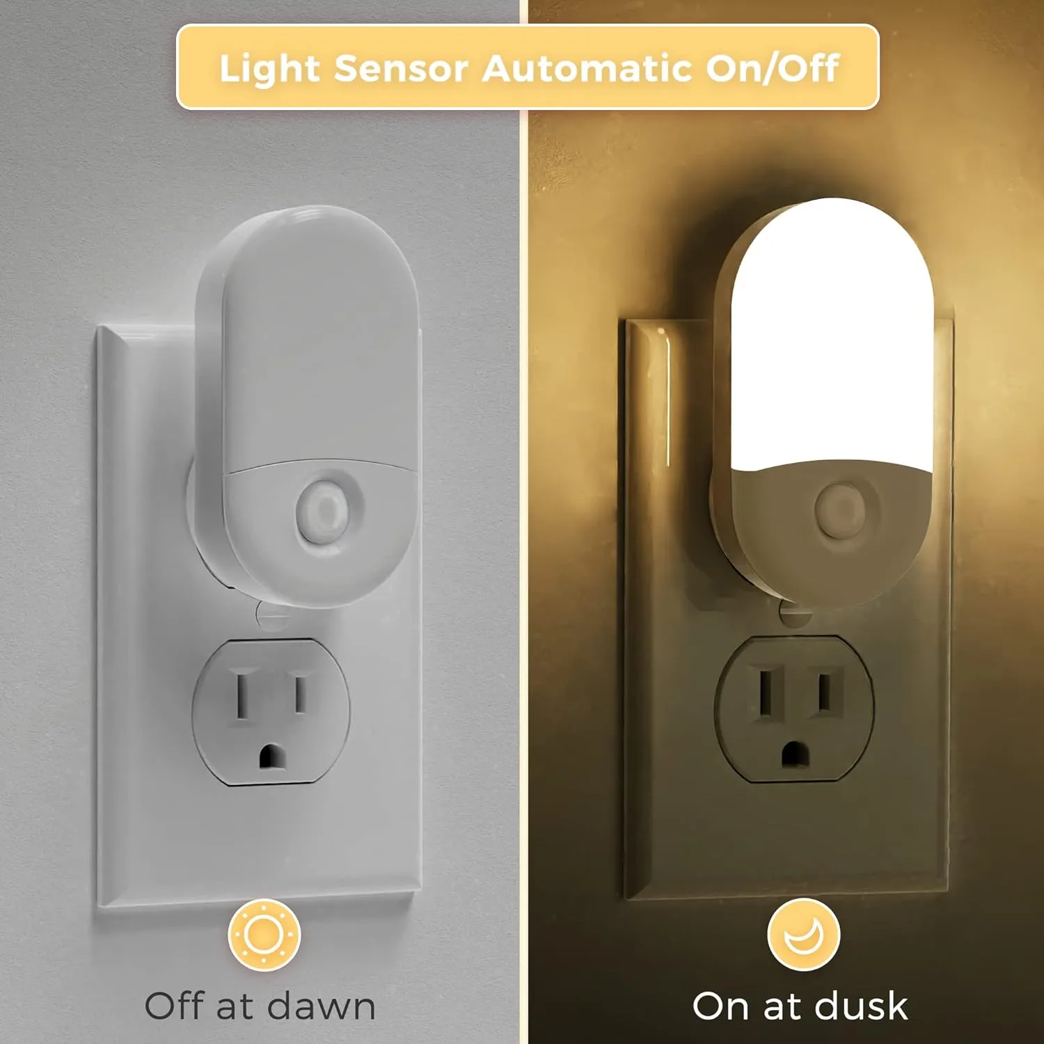 L LOHAS LED Night Lights Plug into Wall, [4 Pack] LED Night Light with Light Sensors, 30/60LM Nightlights for Kids Room, Soft White 3000K, 0.6W Automatic Plug in Wall Light for Bedroom, Hallway