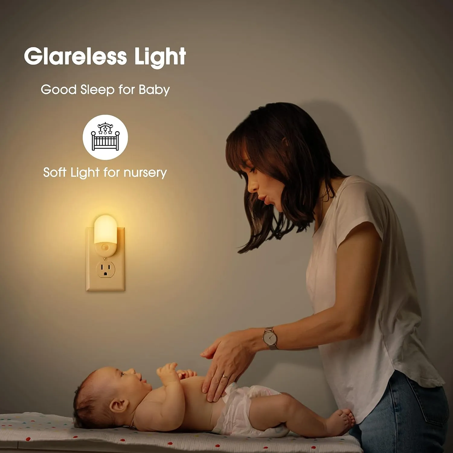 L LOHAS LED Night Lights Plug into Wall, [4 Pack] LED Night Light with Light Sensors, 30/60LM Nightlights for Kids Room, Soft White 3000K, 0.6W Automatic Plug in Wall Light for Bedroom, Hallway
