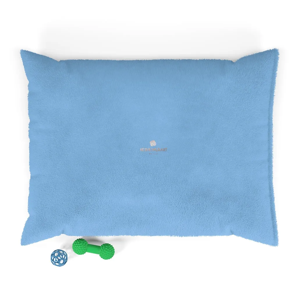 Light Blue Pet Bed, Solid Color Machine-Washable Pet Pillow With Zippers-Printed in USA