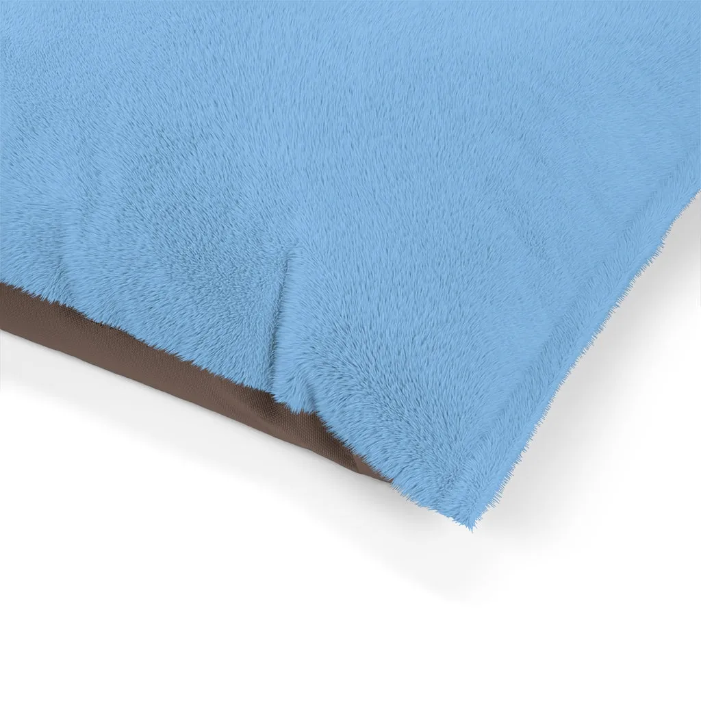 Light Blue Pet Bed, Solid Color Machine-Washable Pet Pillow With Zippers-Printed in USA