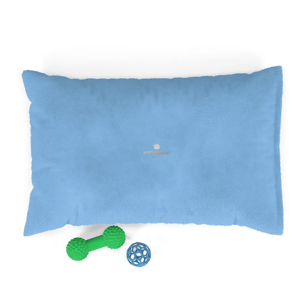 Light Blue Pet Bed, Solid Color Machine-Washable Pet Pillow With Zippers-Printed in USA