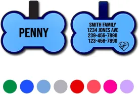 LYP Soundless Bone Pet ID Tag - Love Your Pets Largest Line of Silicone Dog ID Tags - No More Jingling Pet Tags -Durable - Never Fades  Personalized, Deep Engraved Silicone Dog Tag (1 Tag, Mid Blue)