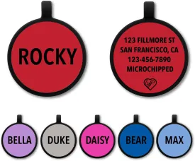 LYP Soundless Pet Tag - Deep Engraved Silicone  Double Sided and Engraving Will Last - Many Design Choices of Pet ID Tags, Dog Tags, Cat Tags (Red, Circle)