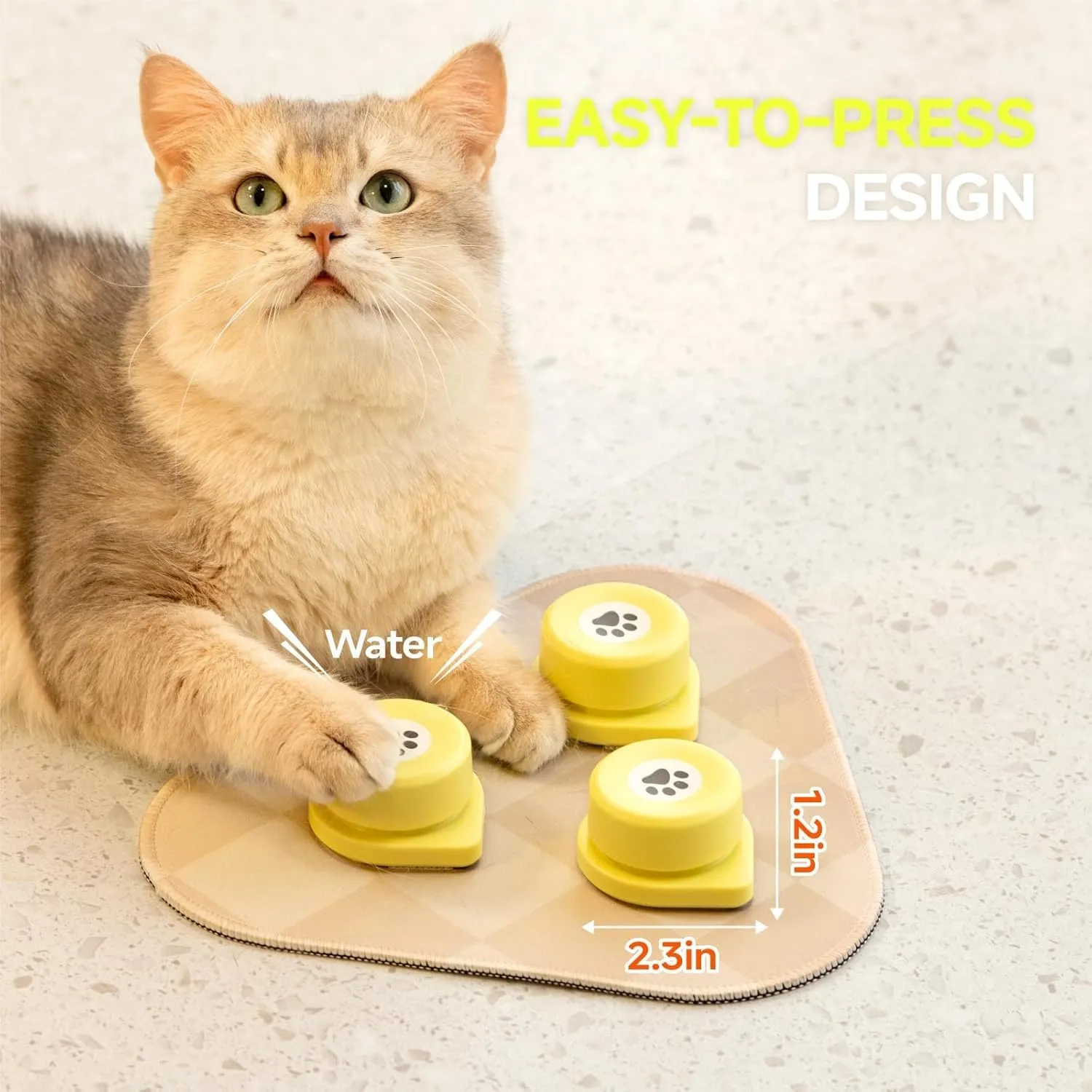 MEWOOFUN Dog Buttons Talk, Recordable Dog Clicker for Training, Dog Buttons for Communication Starter Set with Mat, Dog Training Clicker for Small Dogs & Cats (Yellow, 3 Packs)