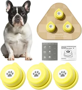 MEWOOFUN Dog Buttons Talk, Recordable Dog Clicker for Training, Dog Buttons for Communication Starter Set with Mat, Dog Training Clicker for Small Dogs & Cats (Yellow, 3 Packs)
