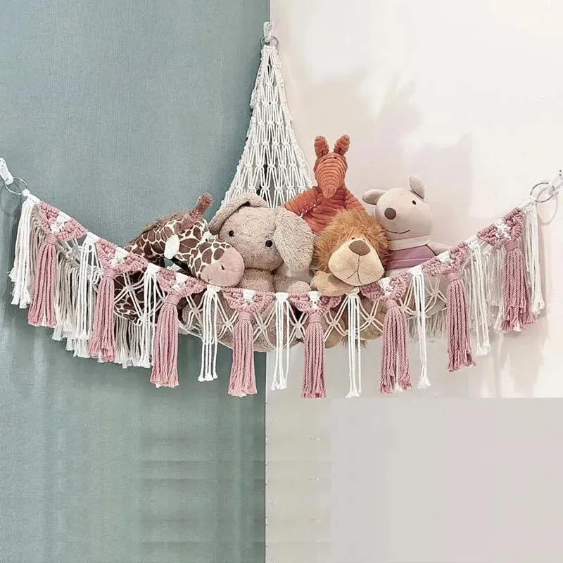 Modern Stuffed Animal Toy Hammock Cotton Organizer Storage Wall Shelf