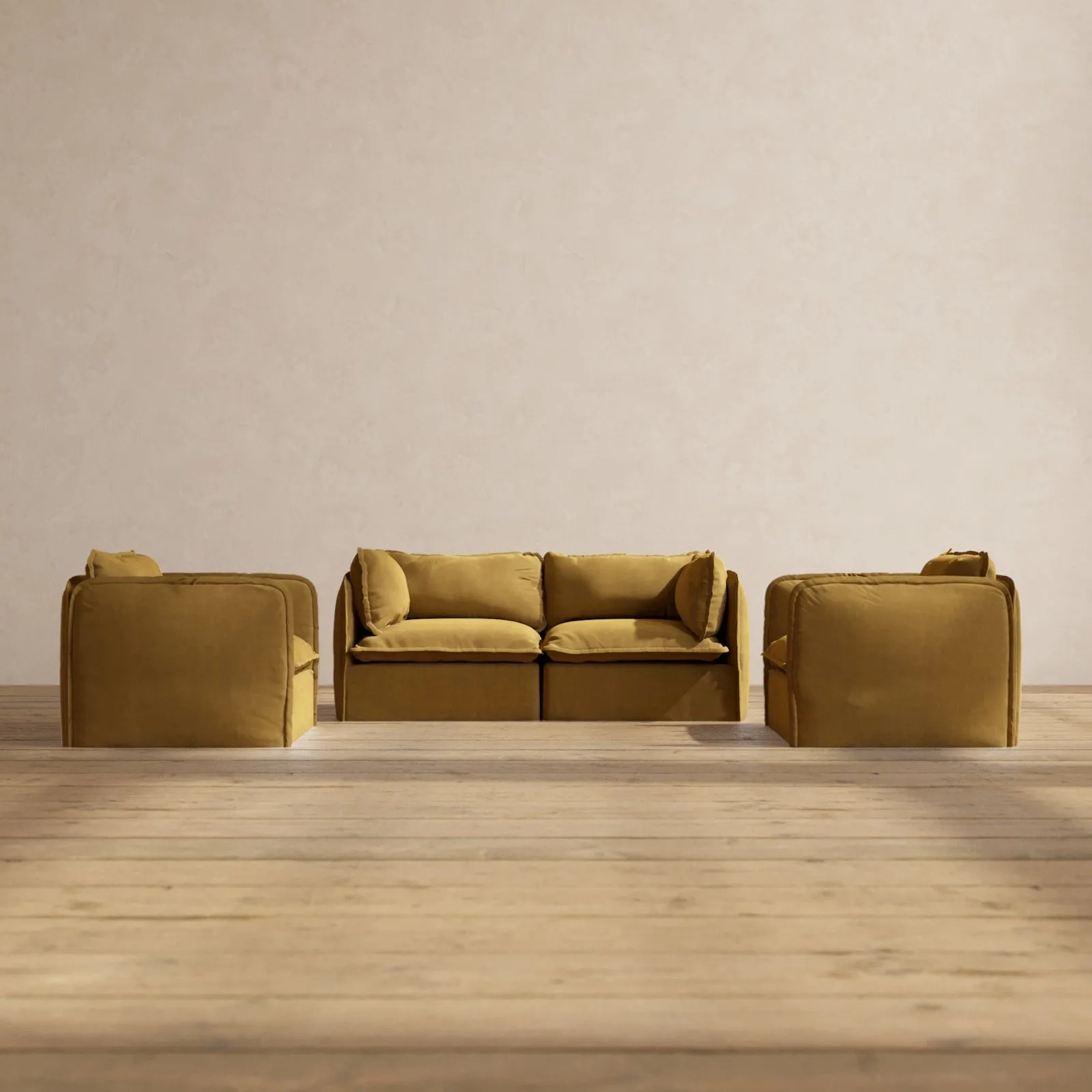 Modular Performance 2-Seater Sofa   Armchair Set in Toffee | Relaxed Blend