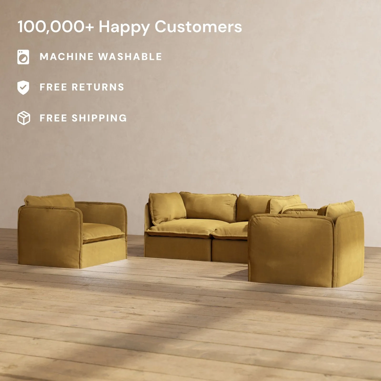 Modular Performance 2-Seater Sofa   Armchair Set in Toffee | Relaxed Blend