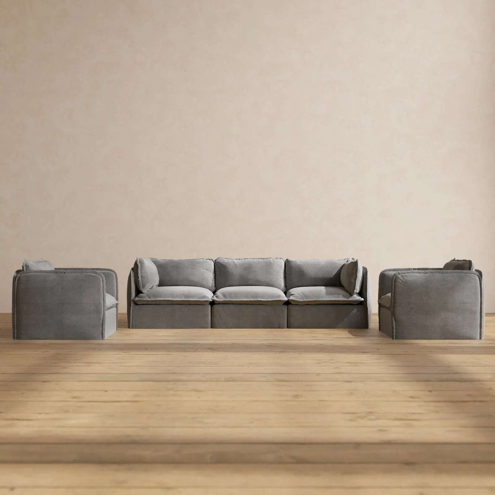 Modular Performance 3-Seater Sofa   Armchair Set in Ash | Relaxed Blend