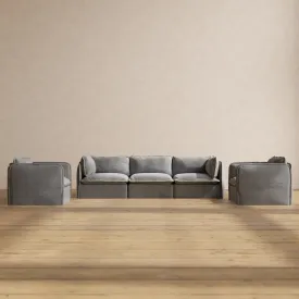 Modular Performance 3-Seater Sofa   Armchair Set in Ash | Relaxed Blend