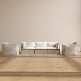 Modular Performance 3-Seater Sofa   Armchair Set in Eggshell | Deluxe Blend