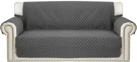 New OPPODREAM Waterproof Sofa Covers 2 Seater with Non-Slip Silicone Particles & Adjustable Elastic Strap, Couch Cover Quilted for Pets Kids Children Dog Cat (Loveseat, Grey)