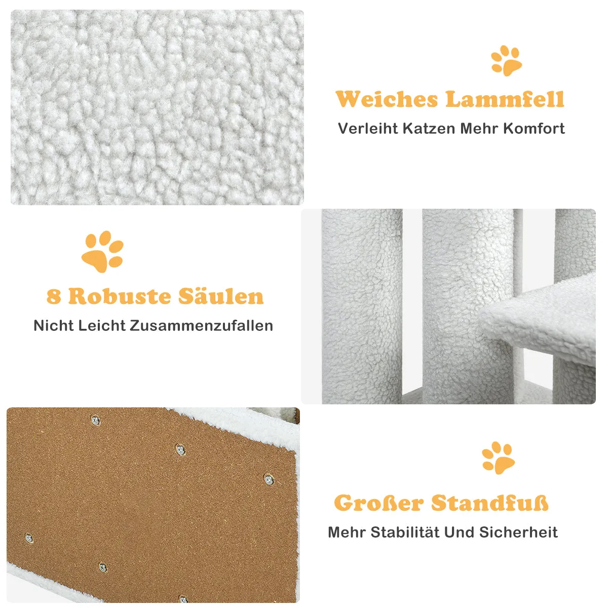 NNECW 4-Step Pet Stairs with Portable Design for Cats and Dogs-White