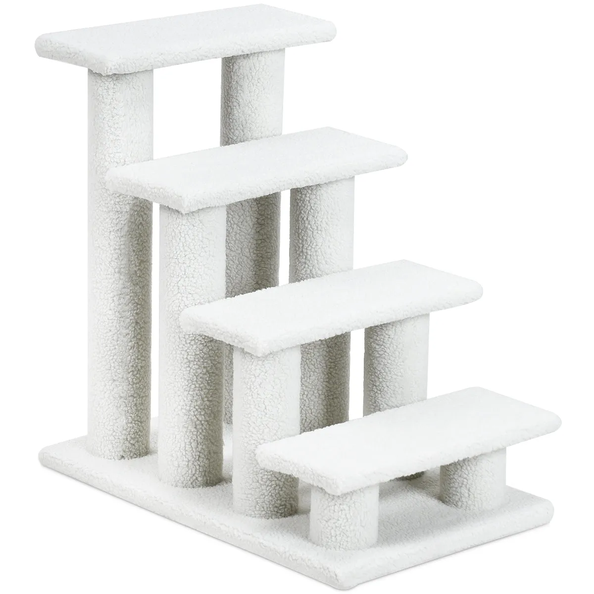 NNECW 4-Step Pet Stairs with Portable Design for Cats and Dogs-White