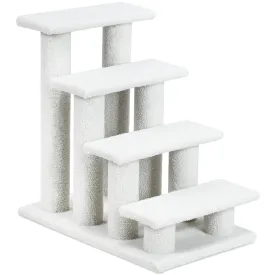 NNECW 4-Step Pet Stairs with Portable Design for Cats and Dogs-White