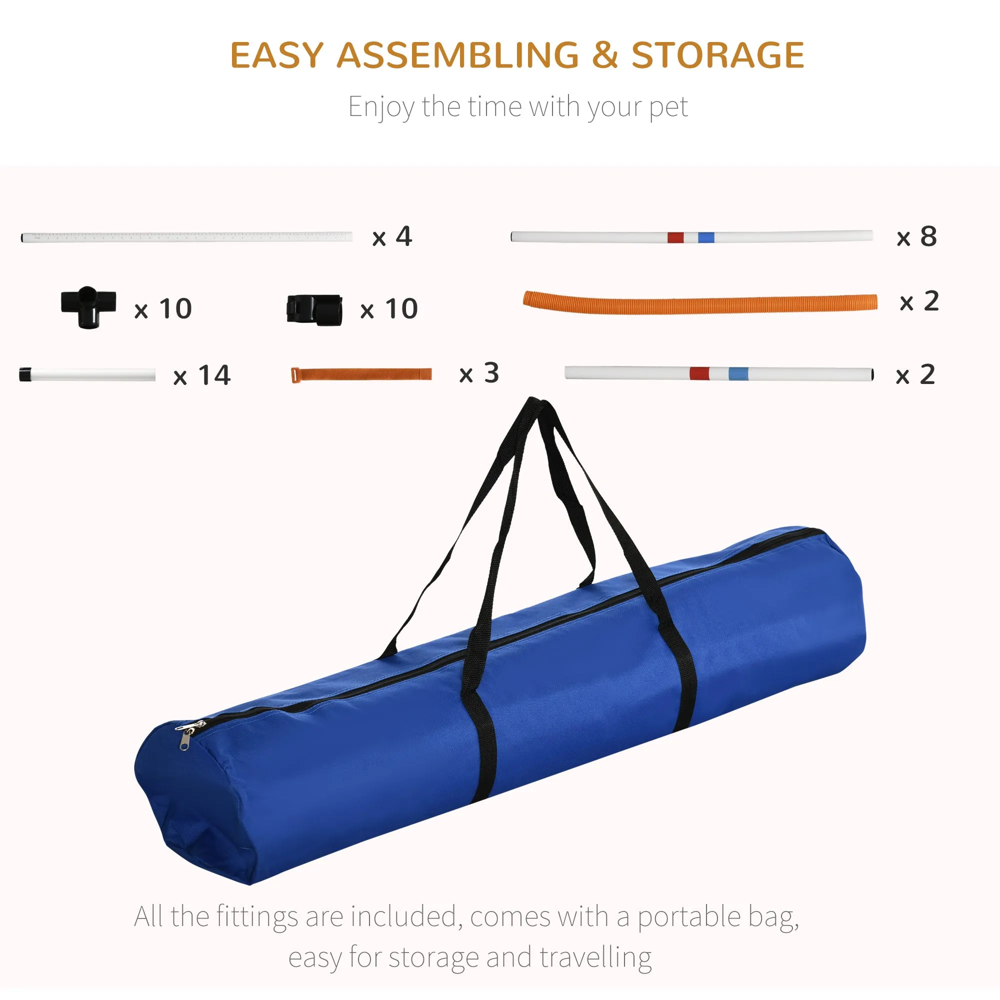 PawHut 3 Piece Pet Agility Training Equipment Dog Play Run Jump Obedience Training Set Adjustable (Pole   Hoop   Hurdle)