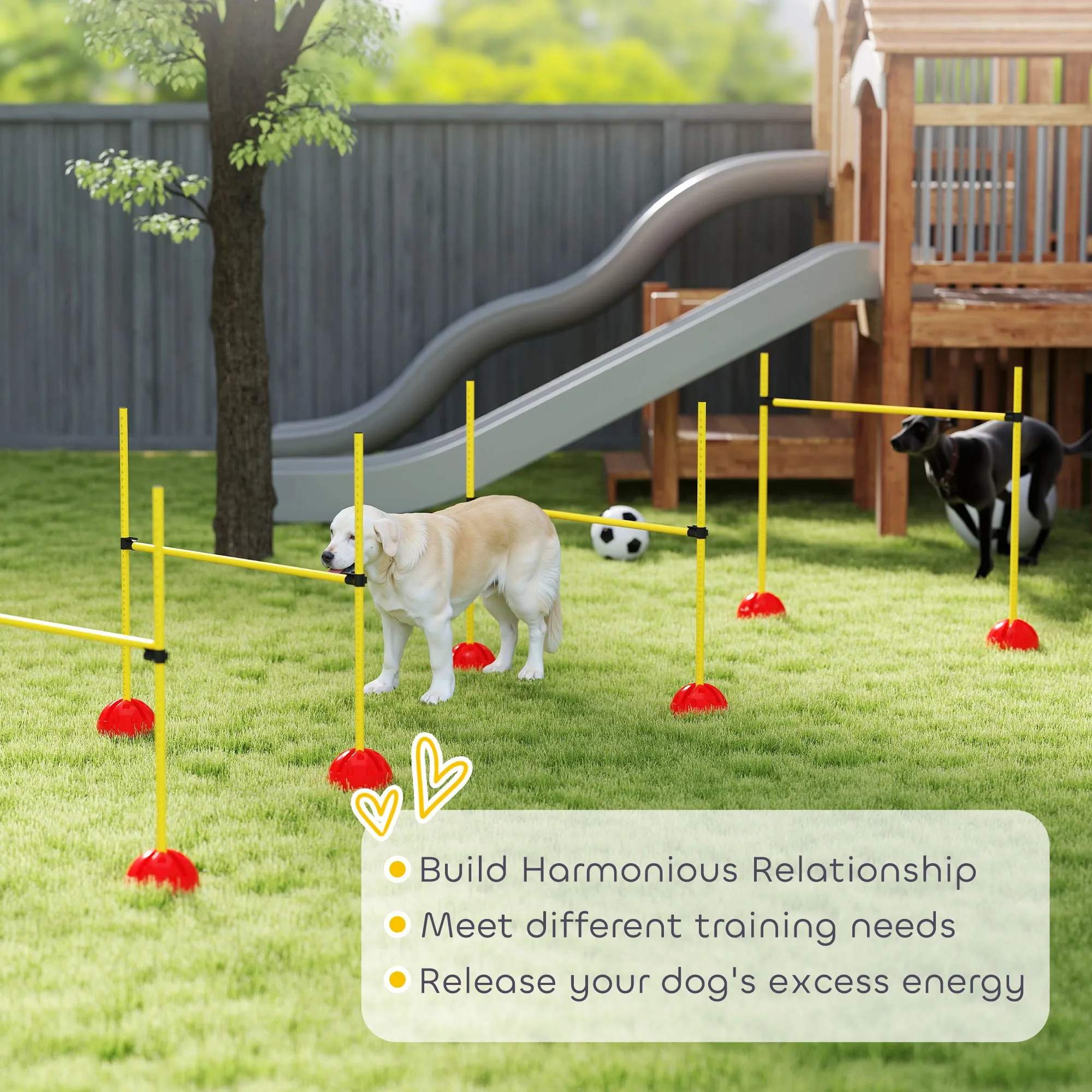PawHut 4 Piece Dog Agility Equipment with 4 Hurdle & Carry Bag for Jump Training, Yellow