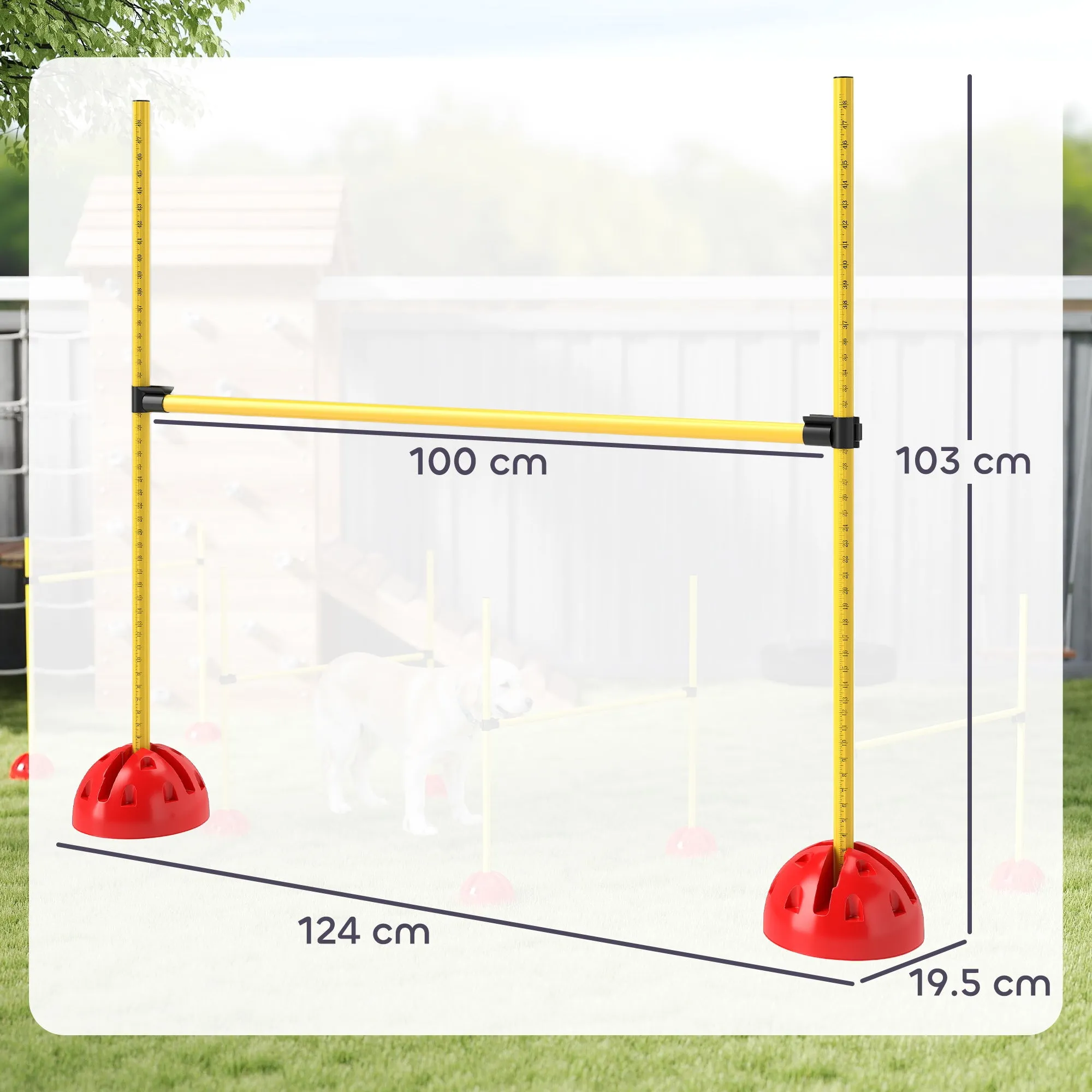 PawHut 4 Piece Dog Agility Equipment with 4 Hurdle & Carry Bag for Jump Training, Yellow