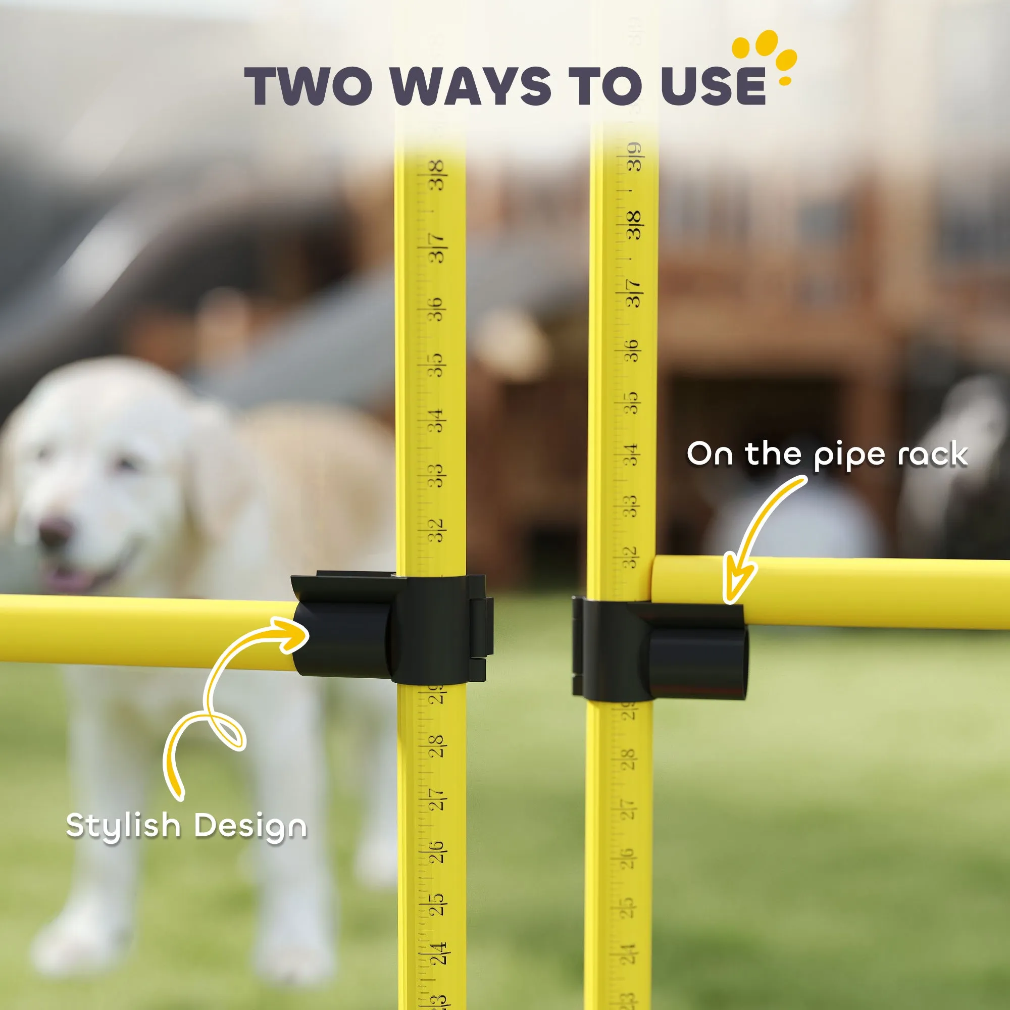 PawHut 4 Piece Dog Agility Equipment with 4 Hurdle & Carry Bag for Jump Training, Yellow