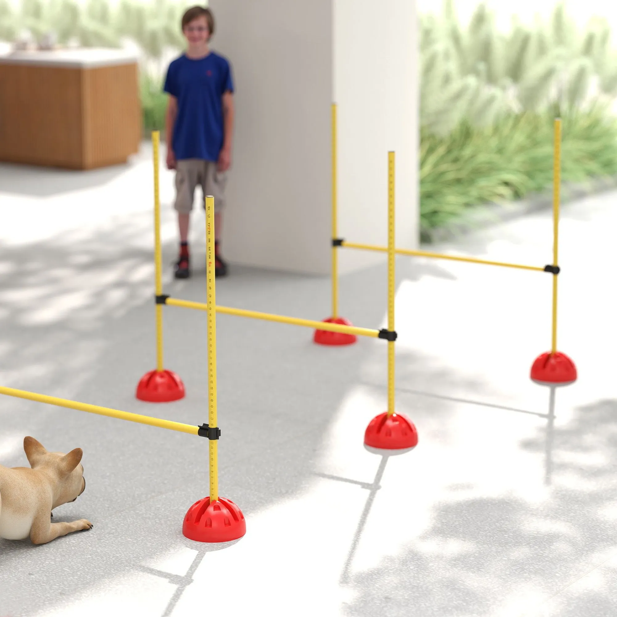 PawHut 4 Piece Dog Agility Equipment with 4 Hurdle & Carry Bag for Jump Training, Yellow