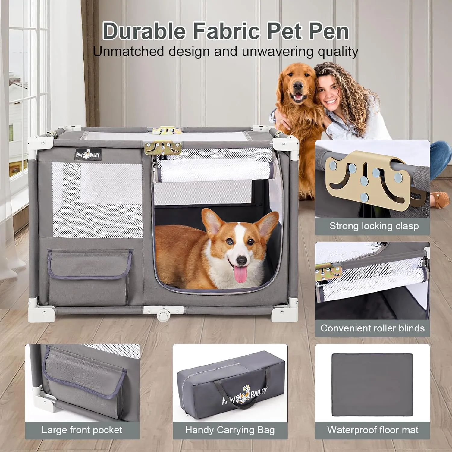 Pet Dog Playpen, Portable Dog crat, Easy Assemble Playpens for Animal, Kitten Playard, Foldable Cat Dog Play Pen with Carrying Bag, Puppy Fence, Kennel Pen Indoor Outdoor for Dog Cat Travel Caming.