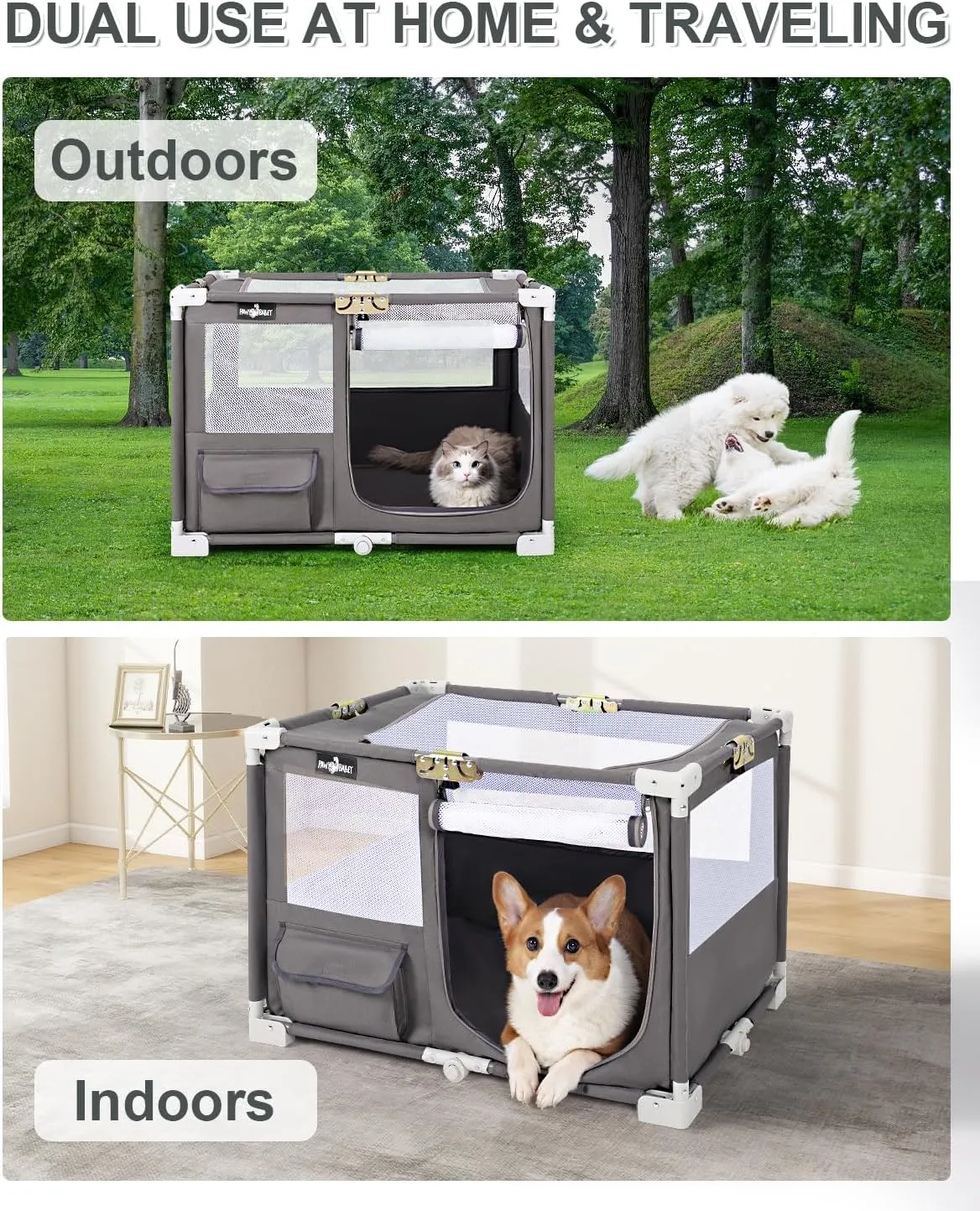 Pet Dog Playpen, Portable Dog crat, Easy Assemble Playpens for Animal, Kitten Playard, Foldable Cat Dog Play Pen with Carrying Bag, Puppy Fence, Kennel Pen Indoor Outdoor for Dog Cat Travel Caming.