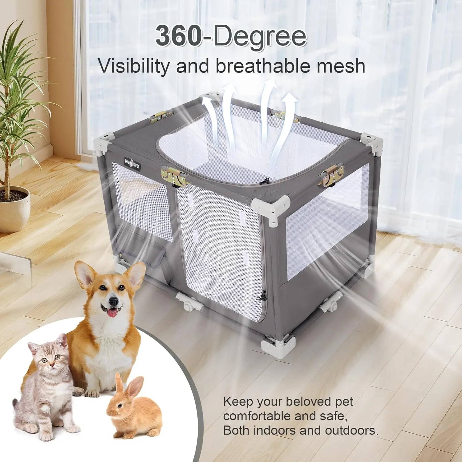 Pet Dog Playpen, Portable Dog crat, Easy Assemble Playpens for Animal, Kitten Playard, Foldable Cat Dog Play Pen with Carrying Bag, Puppy Fence, Kennel Pen Indoor Outdoor for Dog Cat Travel Caming.