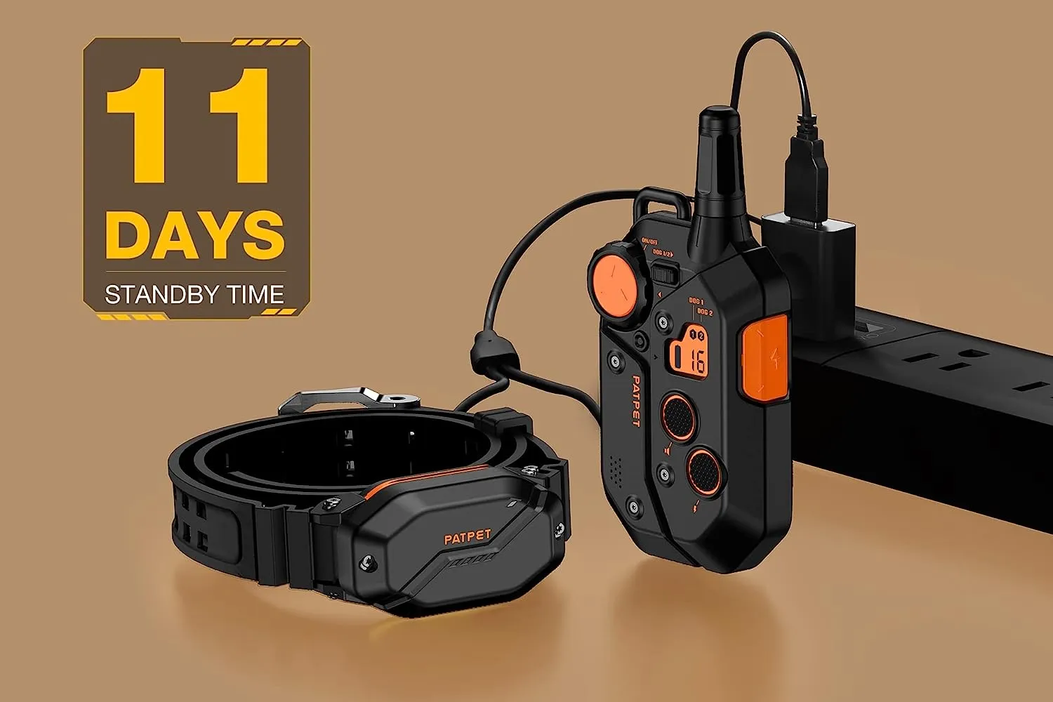 Pet Life ®  Latitude 1-to-2 Dog 1,000 Yard Range Vibration Tone and 16-Level ToStimulation Training Dog Collar - Black