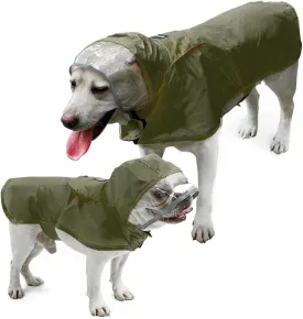 Pet Raincoat Packable Hooded Dog Rain Jacket Reflective Strips Lightweight Adjustable Poncho for Small Medium Large Dogs Army Green S