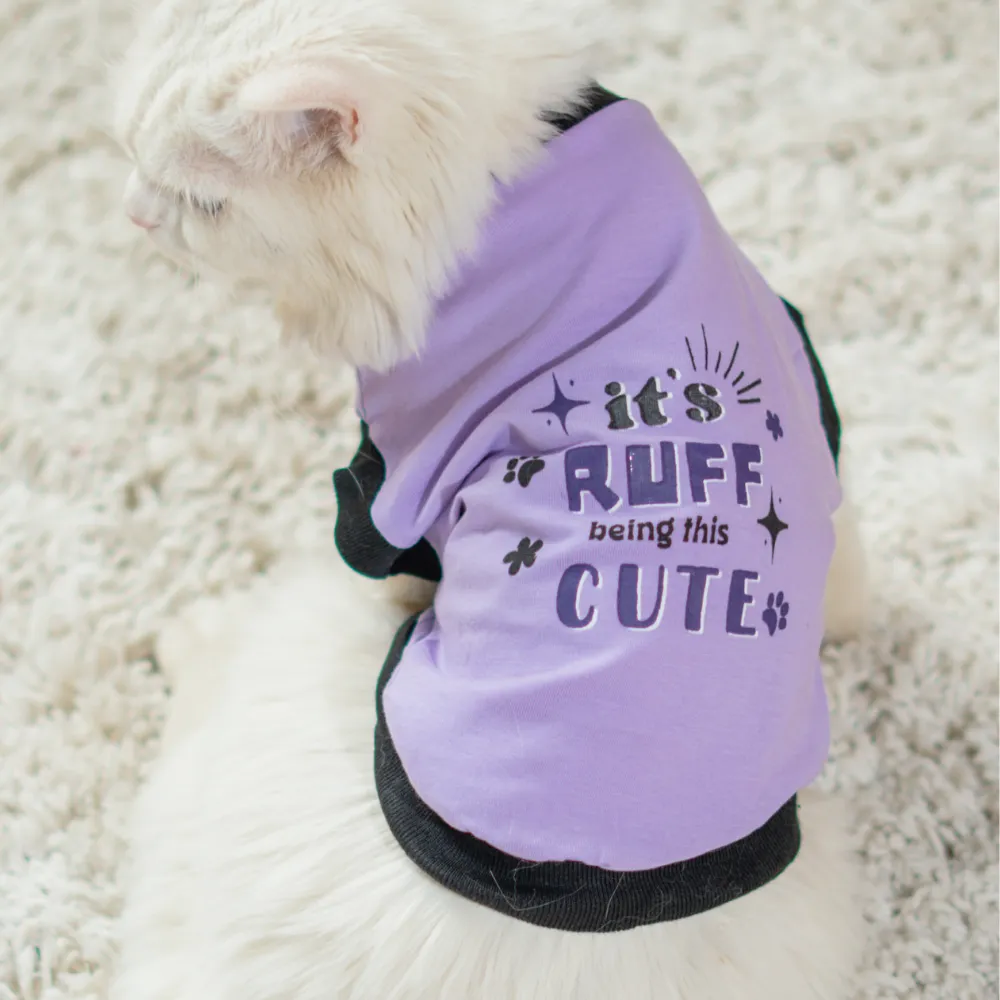 Pet Set Go Ruff Being Cute T-shirt for Cats (Purple)