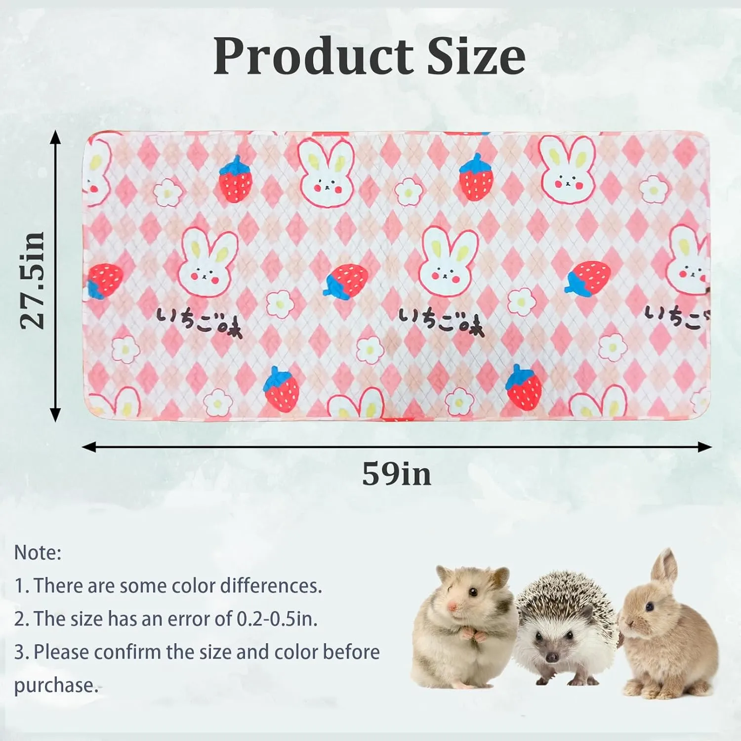 PINVNBY Washable Guinea Pig Cage Liner, Washable Pee Pads for Rabbit Waterproof Reusable Guinea Pig Mat Fast and Super Absorbent Bedding for Small Animals Rabbit Hamster Chinchillas27.5 W x 59 L