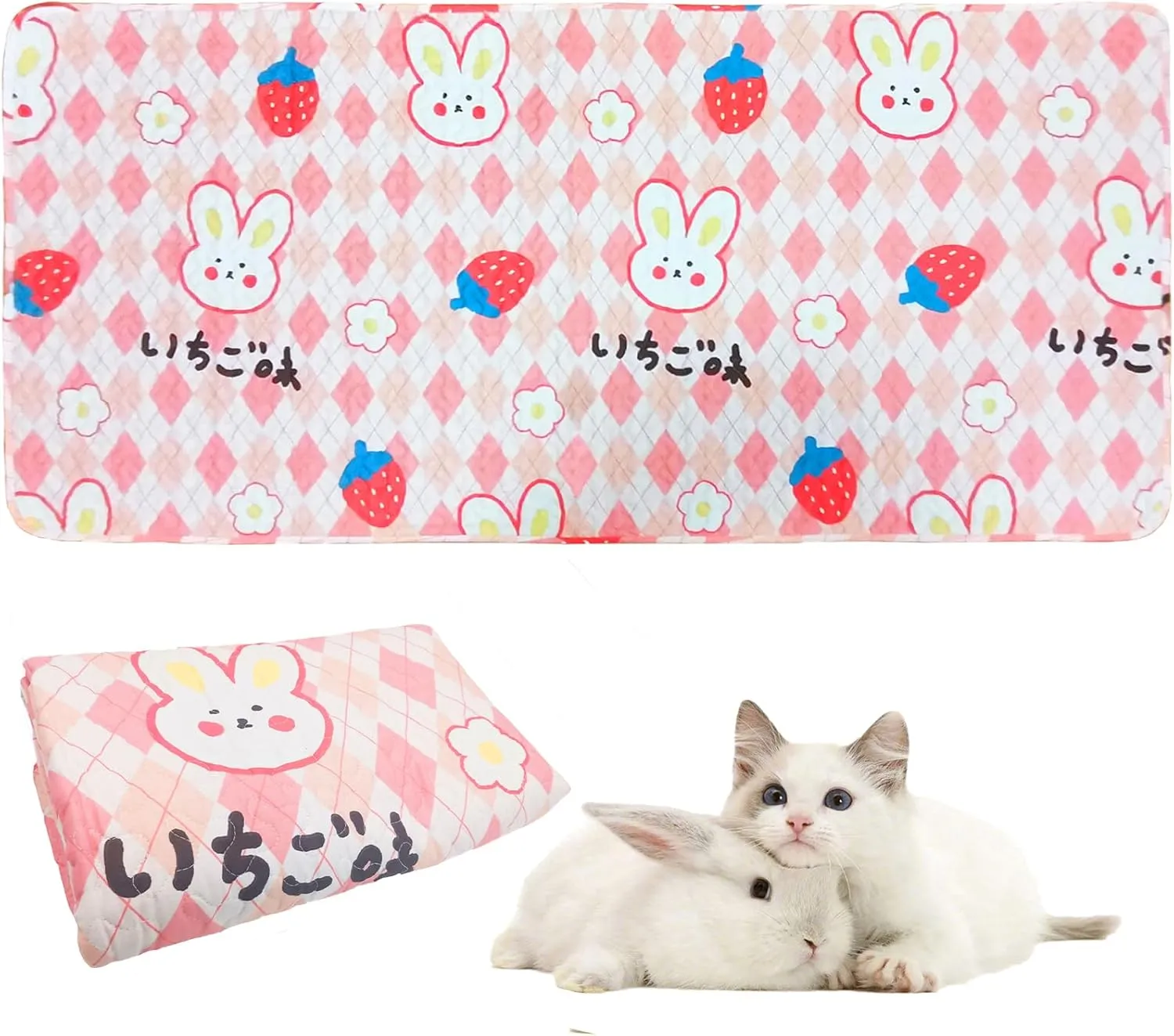 PINVNBY Washable Guinea Pig Cage Liner, Washable Pee Pads for Rabbit Waterproof Reusable Guinea Pig Mat Fast and Super Absorbent Bedding for Small Animals Rabbit Hamster Chinchillas27.5 W x 59 L